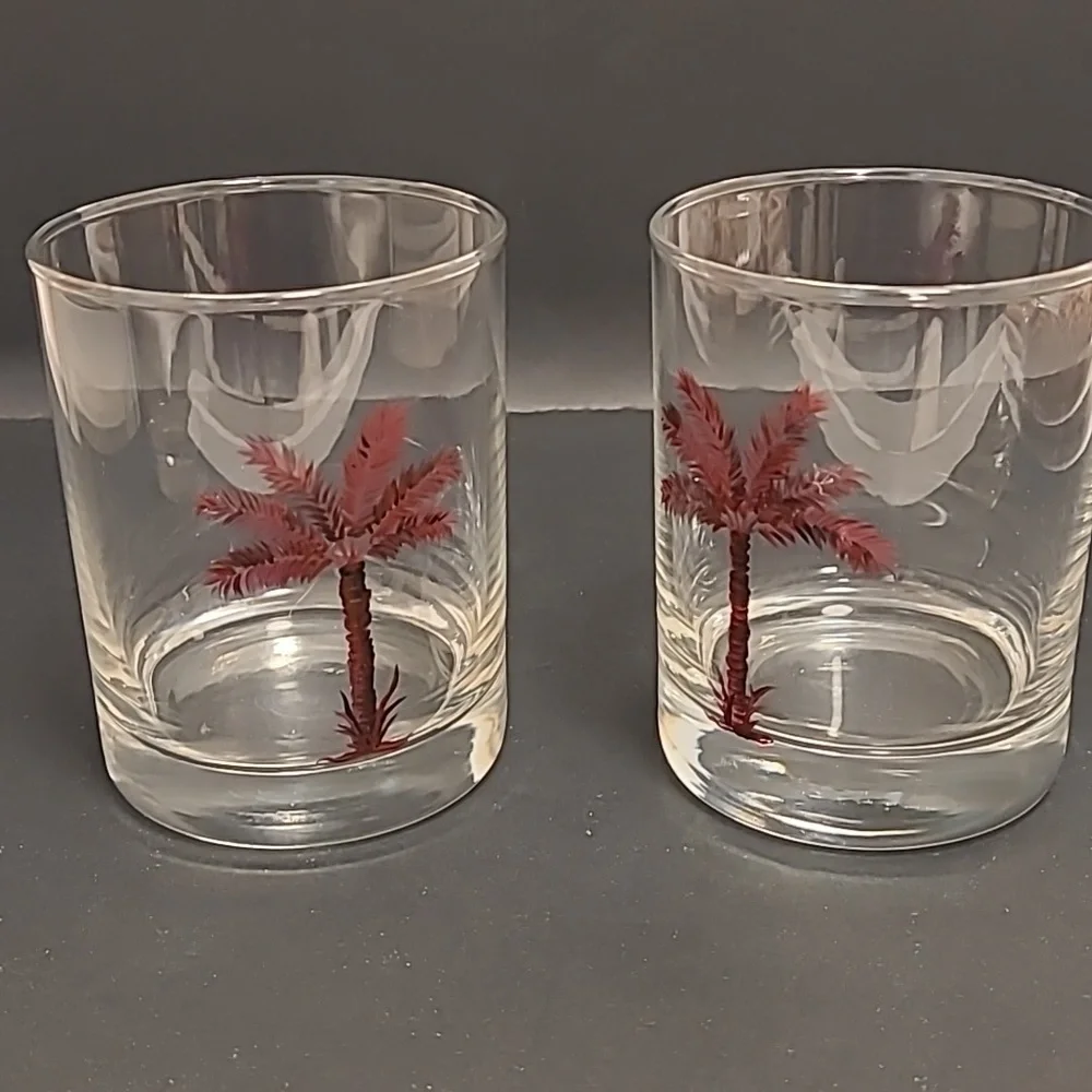 Set of 2 Palm Tree Whiskey Glasses